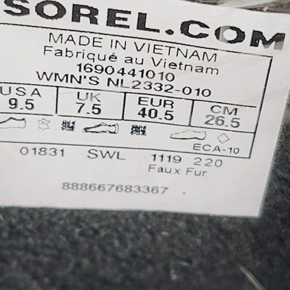 Sorel Women's Black Stone‎ Tofino II NL2332-010 Mid-Calf Snow Boots Size 9.5